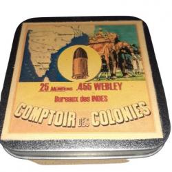 455 Webley: Reproduction boite cartouches (vide) COMPTOIR des COLONIES Bureaux des Indes 9007613