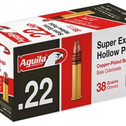 ( 22 Lr Aguila Super Extra HP par 50)Cartouches 22 LR Aguila Super Extra - pointe creuse cuivrée