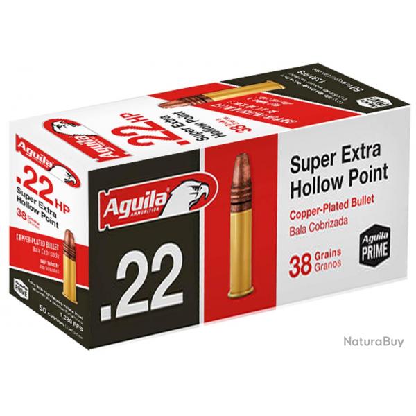 ( Cartouches 22 LR Aguila Super Extra - pointe creuse cuivre)Cartouches 22 LR Aguila Super Extra - 