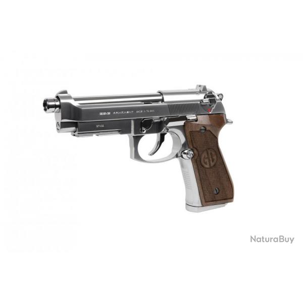 ( GPM92 SILVER)Edition limite rplique GBB pistolet GPM92 GP2 gaz 0,9J Silver et bois