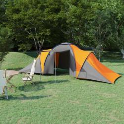 Tente de camping 6 personnes Gris et orange 93186