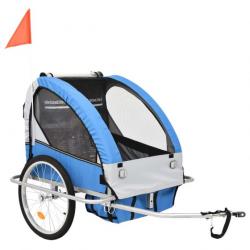 Remorque à vélo et poussette pour enfants 2-en-1 Bleu et gris 91376