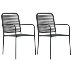 Chaises de jardin 2 pcs Corde en coton et acier Noir 48568