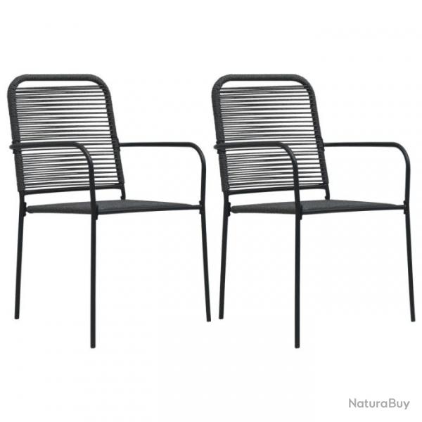 Chaises de jardin 2 pcs Corde en coton et acier Noir 48568