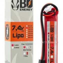 ( T-Dean)1 stick batterie Lipo 2S 7.4V 1000mAh 25C