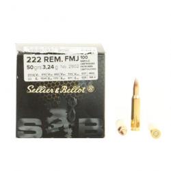 Munitions Sellier & Bellot vrac 222 Rem. FMJ 3.2g 50gr par 100