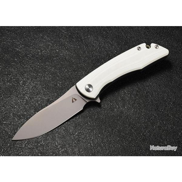 Couteau CMB Made Knives Blaze White Lame Acier D2 Manche G10 IKBS Linerlock Clip CMB06S