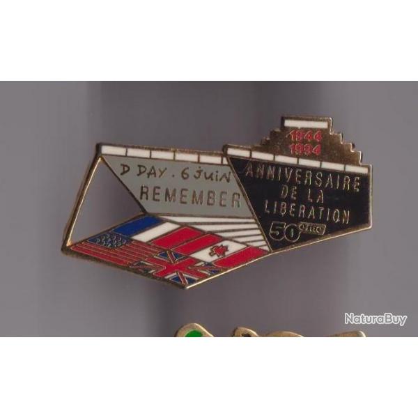 Pin's Dbarquement Anniversaire De La Liberation 6 Juin 1944 Forme De Bateau Militaire Ref 4019