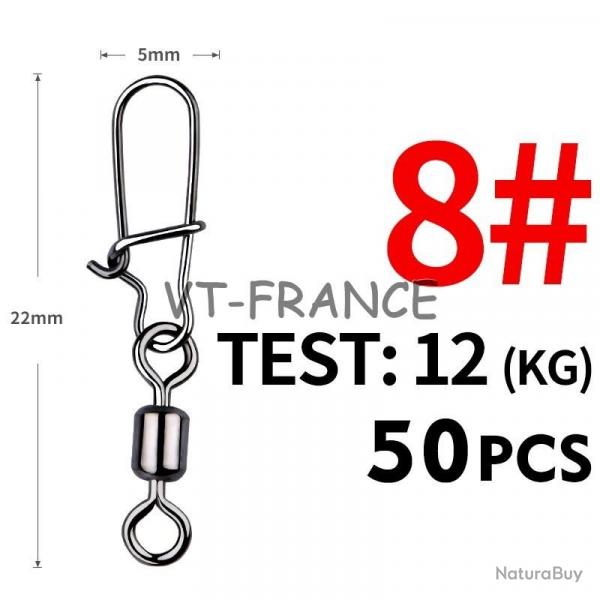 50 Emerillon Agrafe Inox pour la Peche, Modele: 8