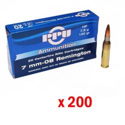 200 munitions 7-08 Remington Partizan 7,8g 120gr 