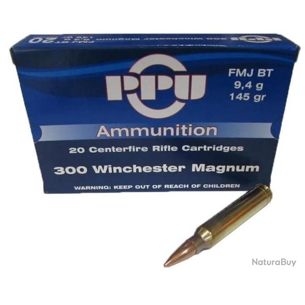 20 CARTOUCHES PARTIZAN 300 WIN MAG 145GR FMJ