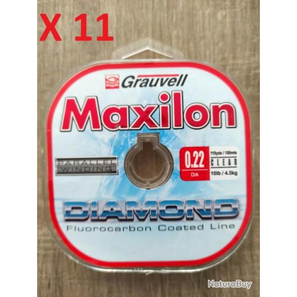 11 X Fluorocarbone Grauvell Maxilon Diamond 100m Nylon peche 0.22mm 4.5 kg 10lbs