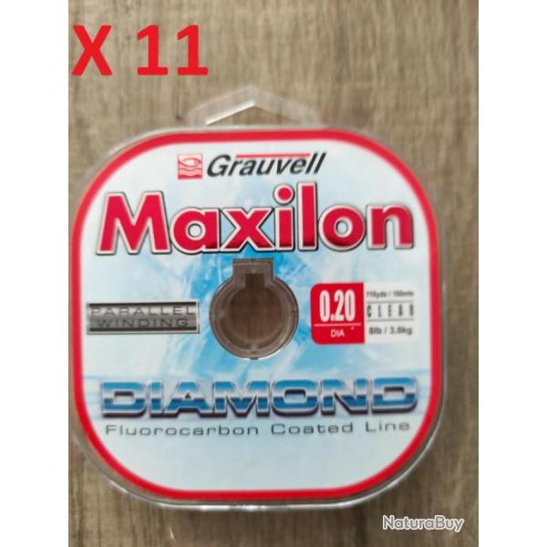 11 X Fluorocarbone Grauvell Maxilon Diamond 100m Nylon peche 0.20mm 3.8 kg 8lbs