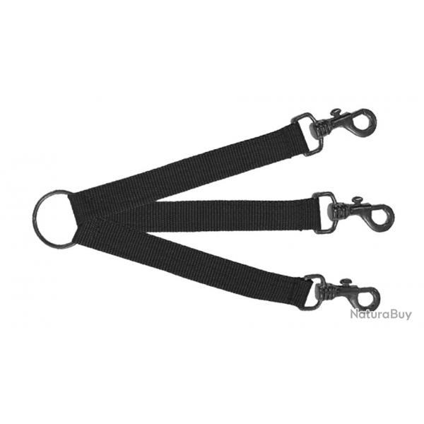 Accouple nylon vert pour trois chiens