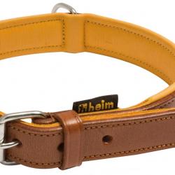 Collier pour chien cuir marron, doublé cuir - Heim-Collier cuir 50 cm