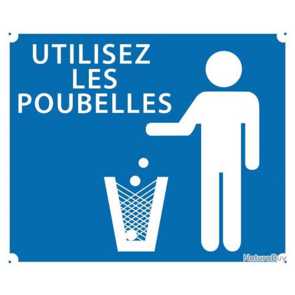 Panneau ''Utilisez les poubelles'' 30 x 25 cm-Akilux