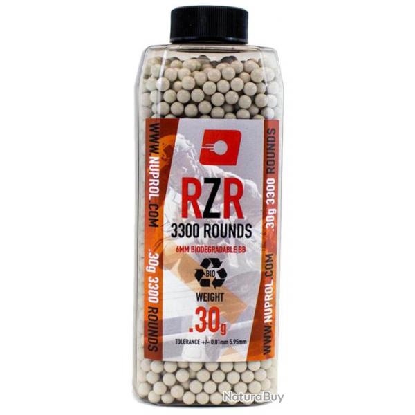 Billes Airsoft 6mm RZR 0.30g BIO bouteille 3500 bbs-0,30g