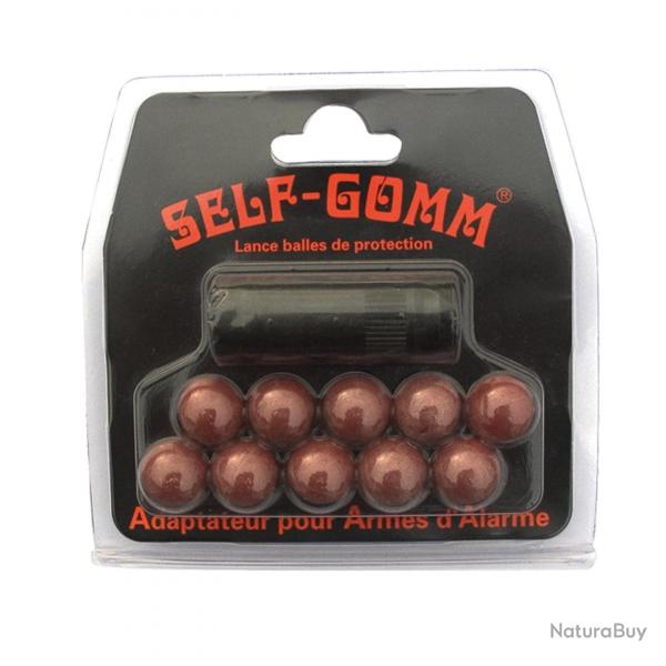 Adaptateur pour armes d'alarme + 10 projectiles Self Gomm calibre 18 mm-M9 X 1.0