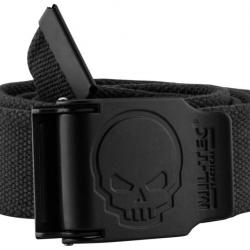 BLACK BELT BUCKLE DEATH HEAD 4CM X 130CM-Ceinture Noire boucle tête de mort Miltec