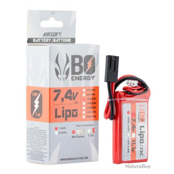 1 stick batterie Lipo 2S 7.4V 1000mAh 25C Peq-1 stick - 1000 mAh 25C - Mini Tamiya