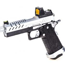 Réplique GBB gaz Hi-Capa 4.3 Noir / Chrome 0,9J + point rouge BDS