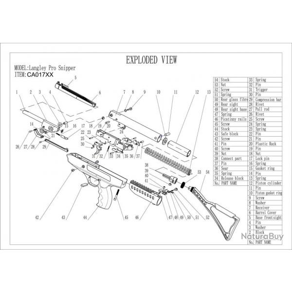 Pices dtaches pour pistolet  air LANGLEY PRO SNIPER-SIGHT N5