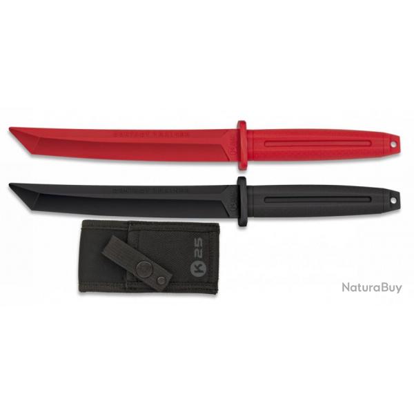 Couteau d'entranement droit caoutchouc K25-ROUGE