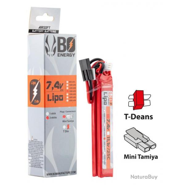 2 sticks batterie Lipo 2S 7.4V 1300mAh 25C-2 sticks - 1300mAh 25C - T-Dean