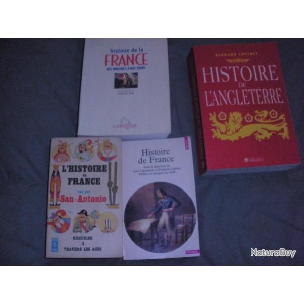 HISTOIRE DE L'ANGLETERRE + 3 livres sur L'HISTOIRE DE FRANCE