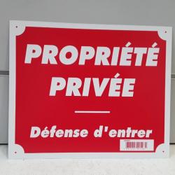 8140 PANNEAU SIGNALÉTIQUE "PROPRIETE PRIVEE DEFENSE D'ENTRER" ROUGE NEUF ALUMINIUM
