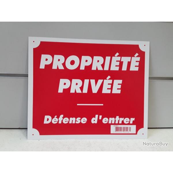 8140 PANNEAU SIGNALTIQUE "PROPRIETE PRIVEE DEFENSE D'ENTRER" ROUGE NEUF ALUMINIUM