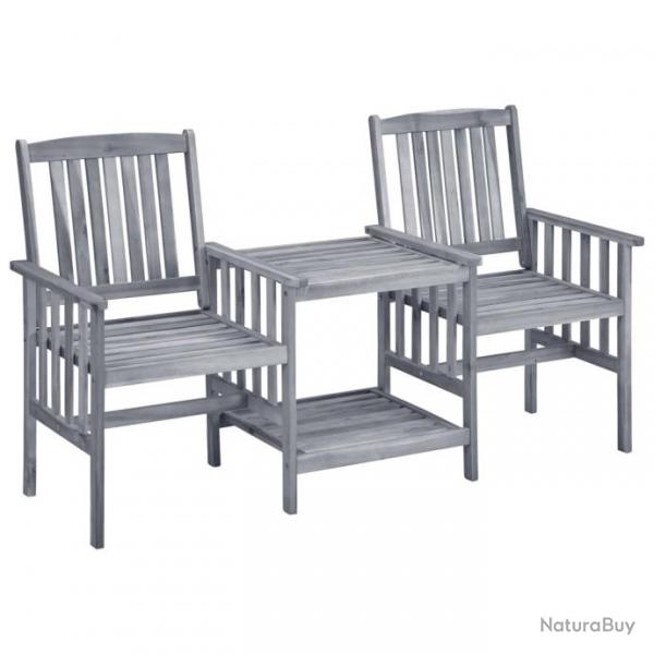 Chaises de jardin avec table  th et coussins Acacia solide