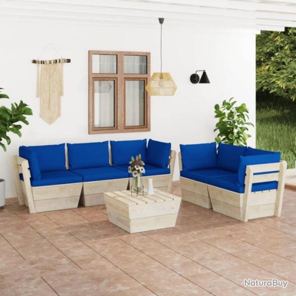 Salon de jardin palette 6 pcs avec coussins pica imprgn