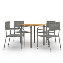 Ensemble à dîner de jardin 5 pcs Résine tressée Anthracite