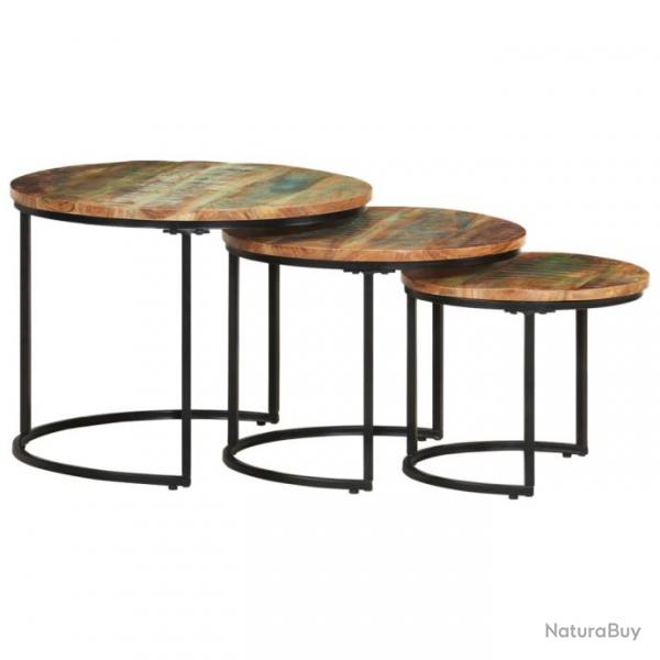 Tables gigognes 3 pcs Bois de rcupration massif