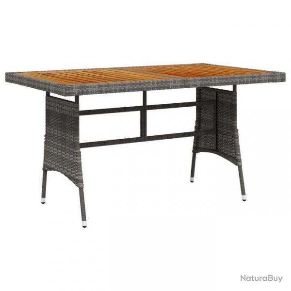 Table de jardin Gris 130x70x72 cm Rsine tresse et acacia