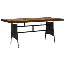 Table de jardin Noir 160x70x72 cm Résine tressée et acacia