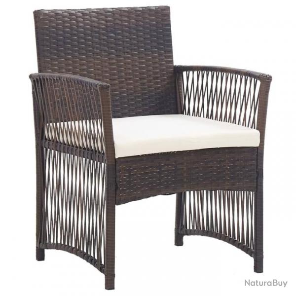 Fauteuils de jardin avec coussins 2 pcs Marron Rsine tresse