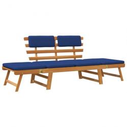 Banc de jardin avec coussins 2-en-1 190 cm Bois solide d acacia