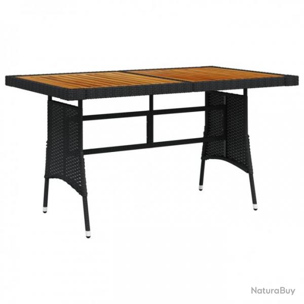 Table de jardin Noir 130x70x72 cm Rsine tresse et acacia