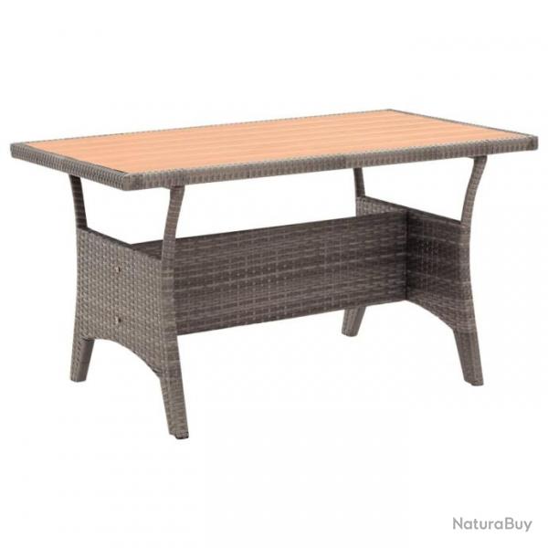 Table de jardin Gris 120x70x66 cm Rsine tresse