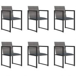 Mobilier à dîner de jardin 7pcs et coussins Résine tressée Gris