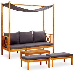 Banc de jardin avec table et repose-pieds Bois d acacia solide