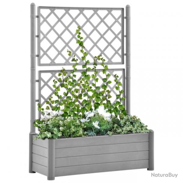 Jardinire avec treillis 100x43x142 cm PP Gris pierre