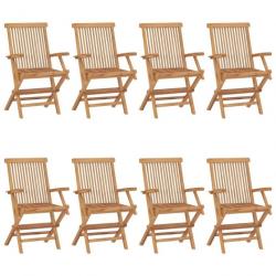 Chaises de jardin avec coussins rouge 8 pcs Bois de teck massif