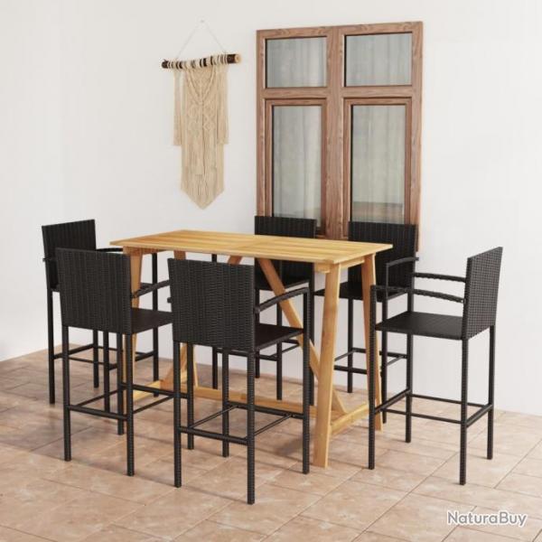 Ensemble de bar de jardin 7 pcs Noir