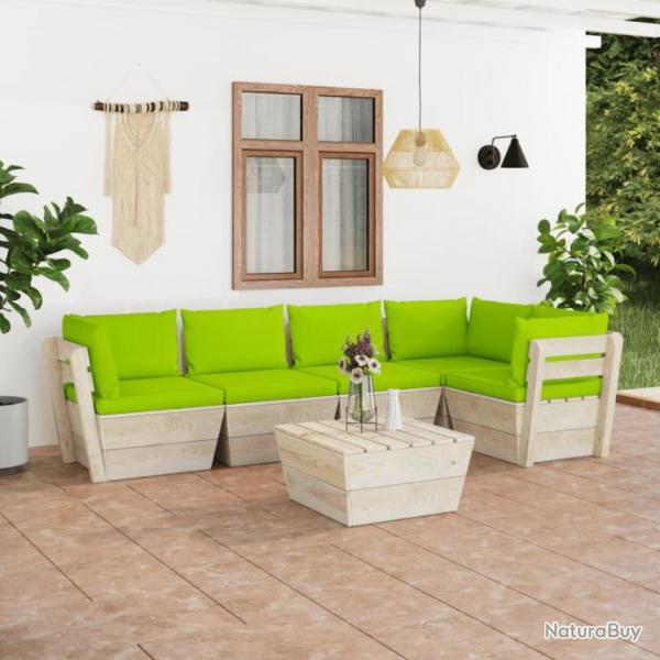 Salon de jardin palette 6 pcs avec coussins pica imprgn