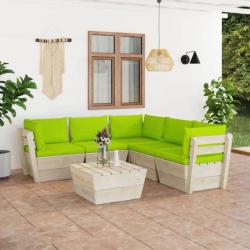 Salon de jardin palette 6 pcs avec coussins Épicéa imprégné