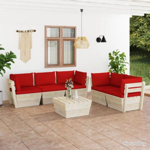 Salon de jardin palette 6 pcs avec coussins pica imprgn