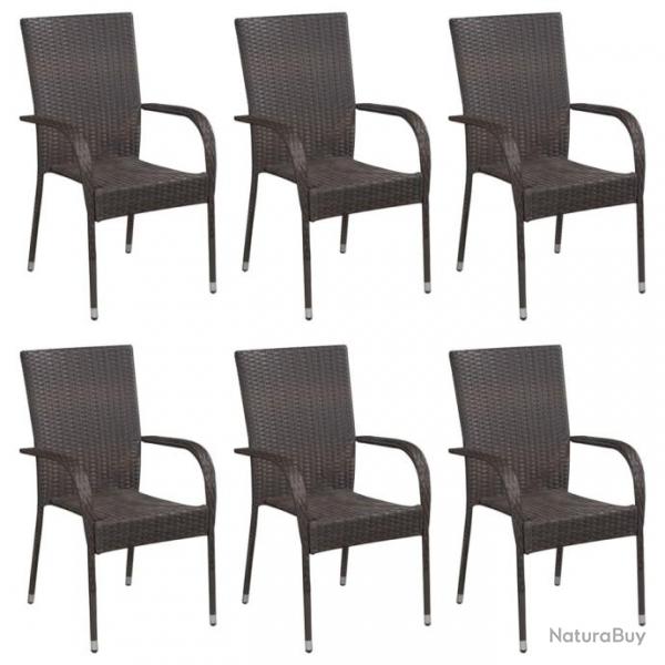 Ensemble de salle  manger de jardin 7pcs Rsine tresse Marron